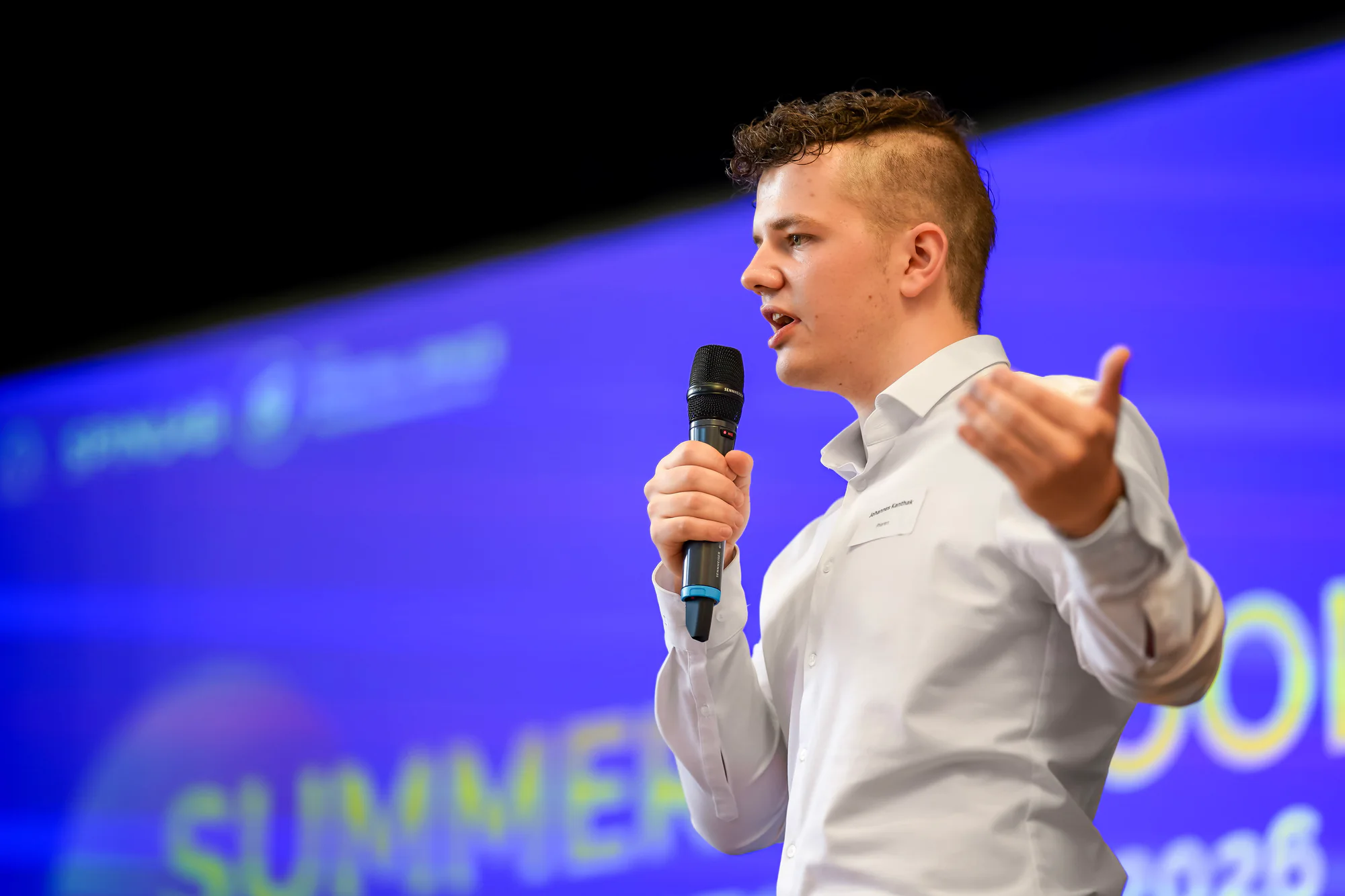 Johannes Kanthak während eines Pitches