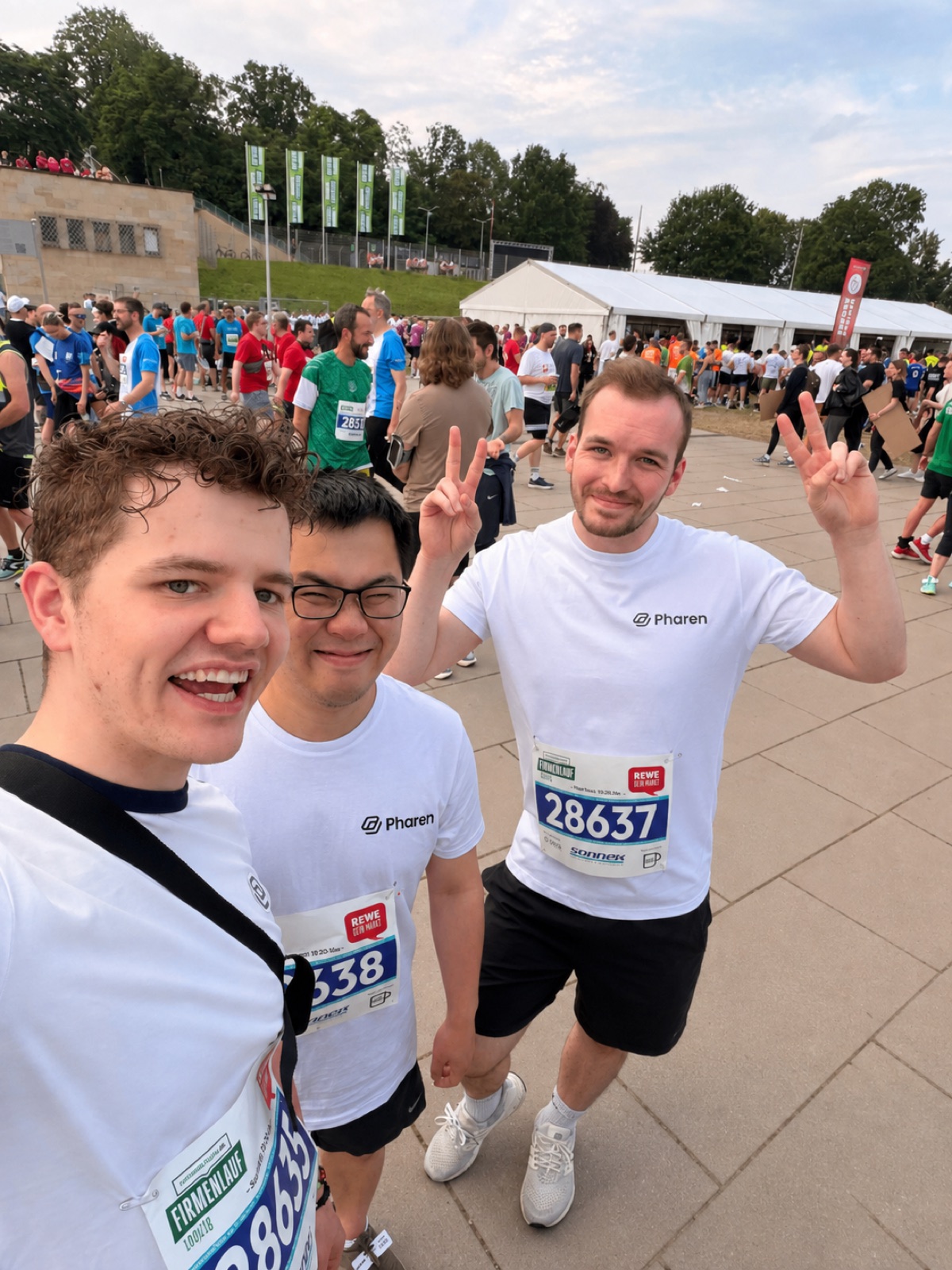 The Pharen team taking a selfie at the Leipzig company run
