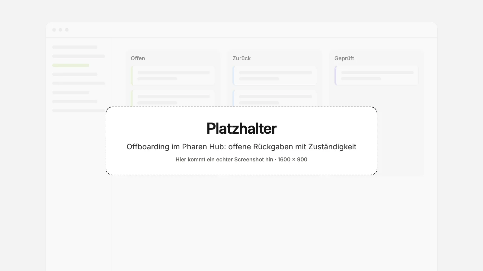 Platzhalter für den Screenshot: das Offboarding-Board im Pharen Hub mit offenen Rückgaben