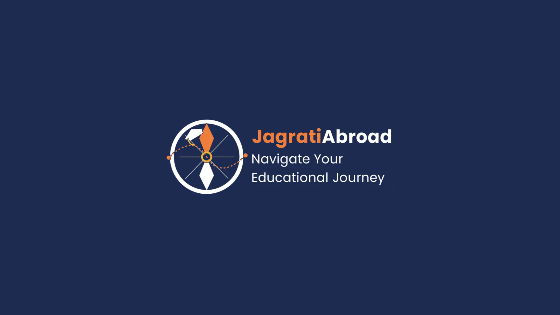 Logo von Jagrati Abroad in Weiß und Orange auf Dunkelblau