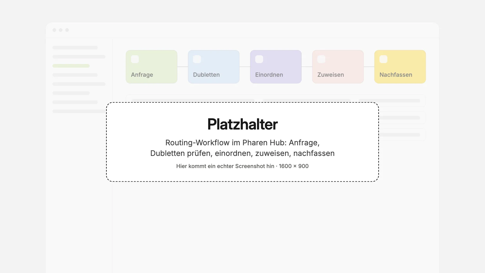 Platzhalter für den Screenshot: der Routing-Workflow im Pharen Hub, der neue Anfragen an die zuständige Person gibt