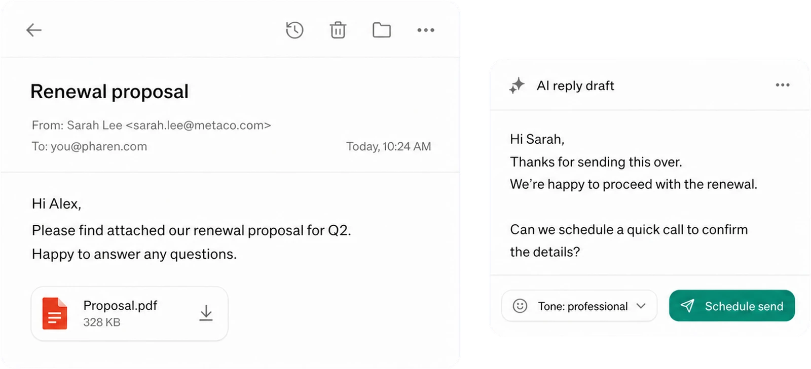 Pharen Mail im gemeinsamen Workspace