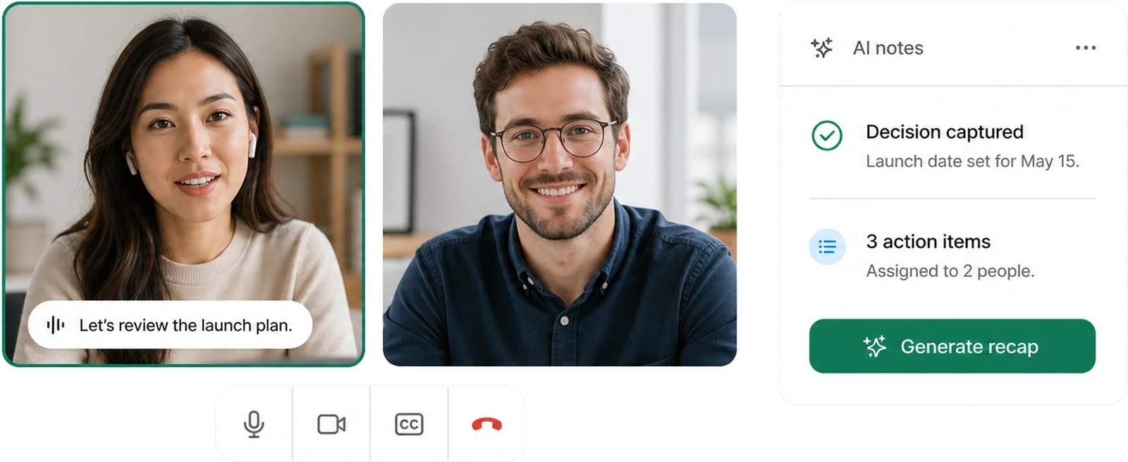 Pharen Meeting mit festgehaltenen Entscheidungen und Aufgaben