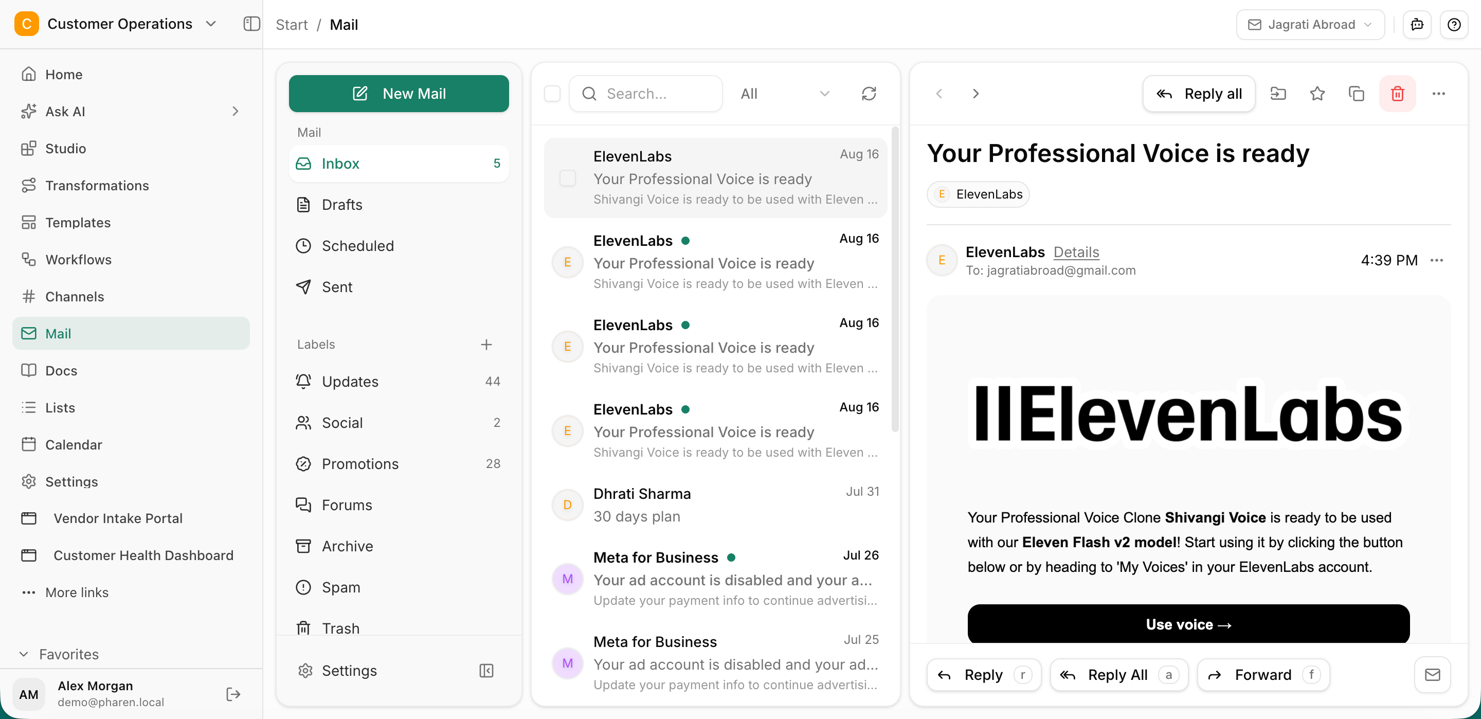 Connect inbox and calendar. Bring relevant messages and meetings into the workspace where the team manages projects and tasks.