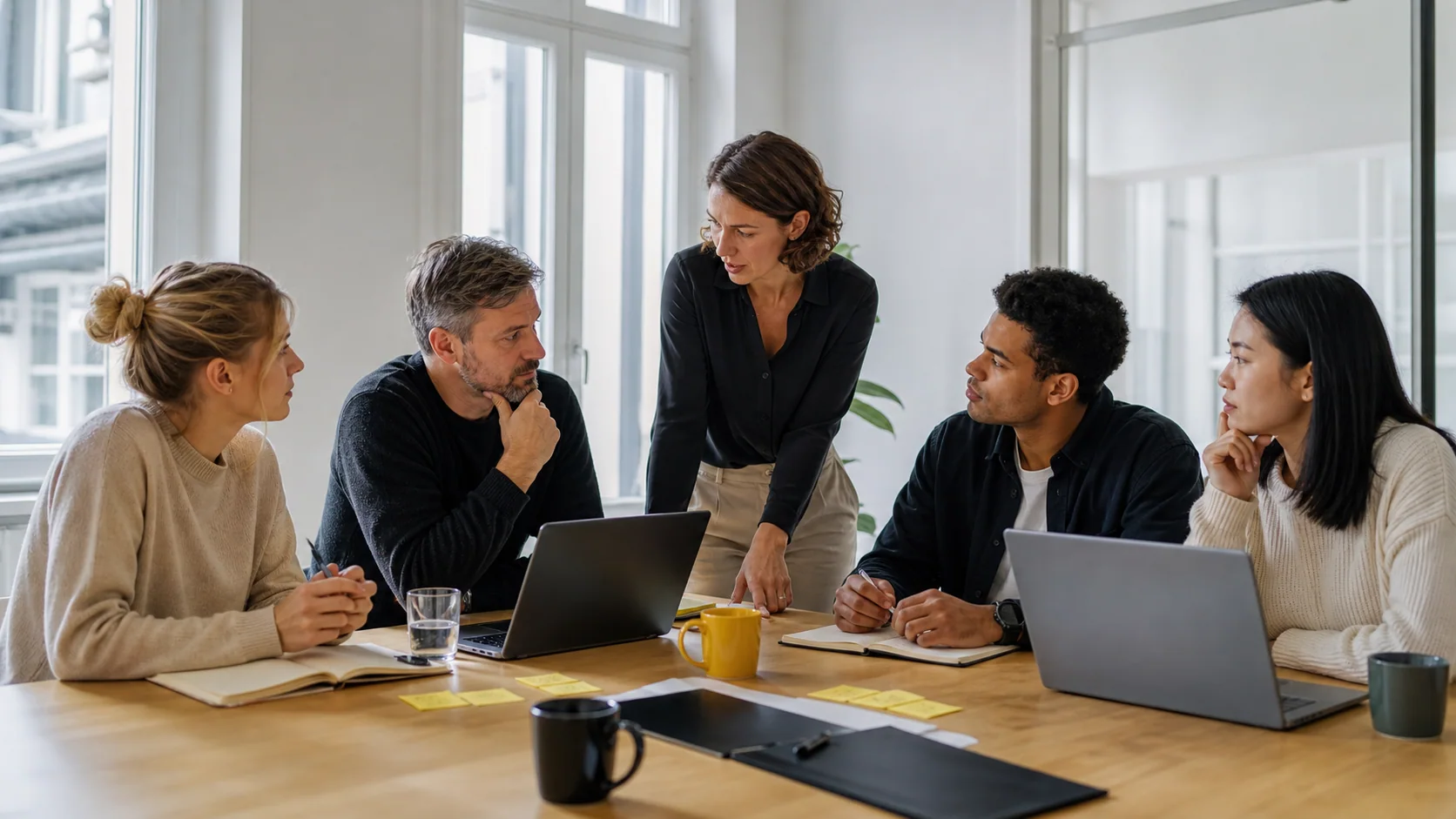 Team übt einen neuen Arbeitsablauf gemeinsam in einer strukturierten Schulung