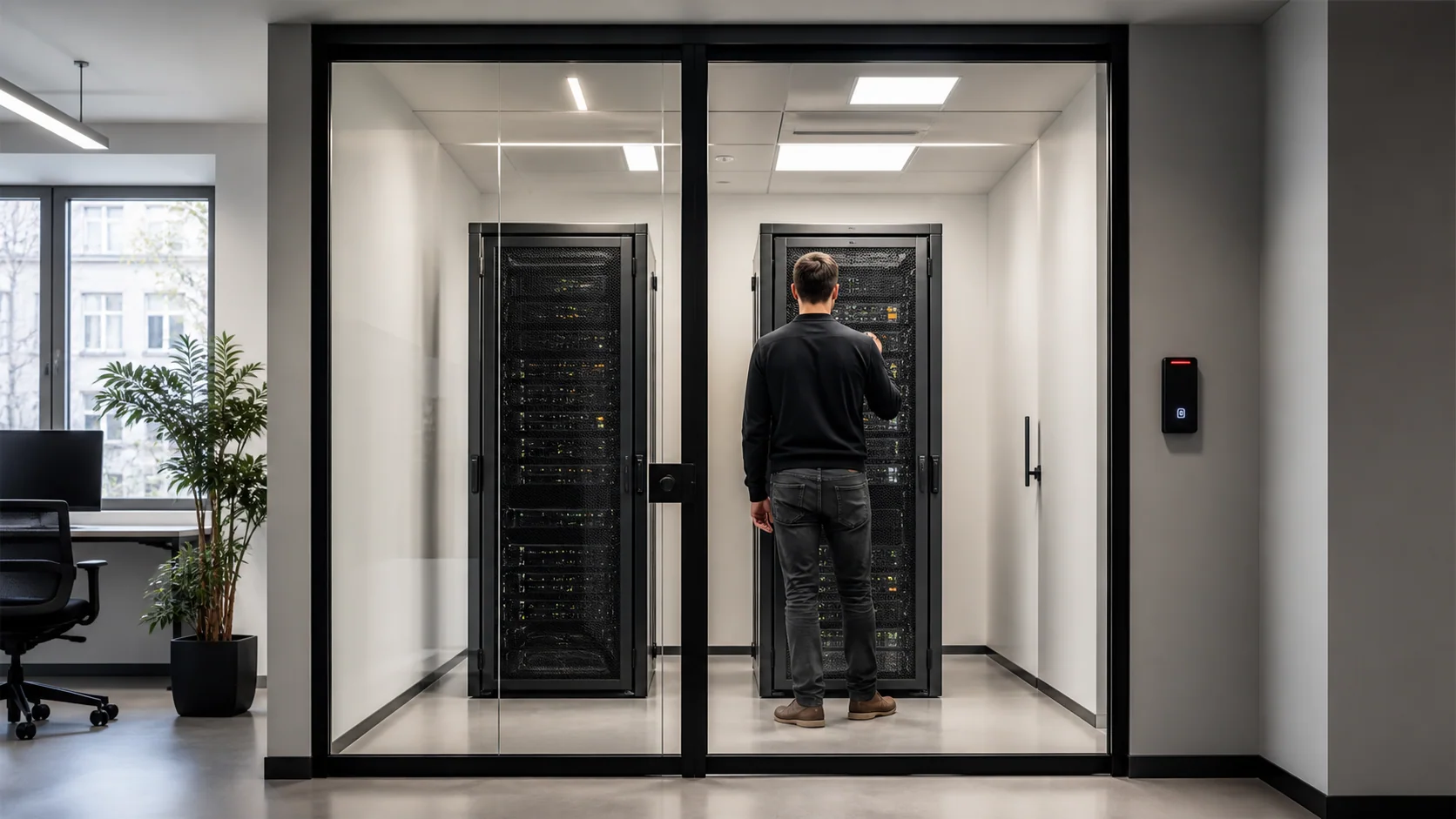 Server-Infrastruktur unter eigener Kontrolle als Sinnbild für DSGVO-konforme KI im Unternehmen