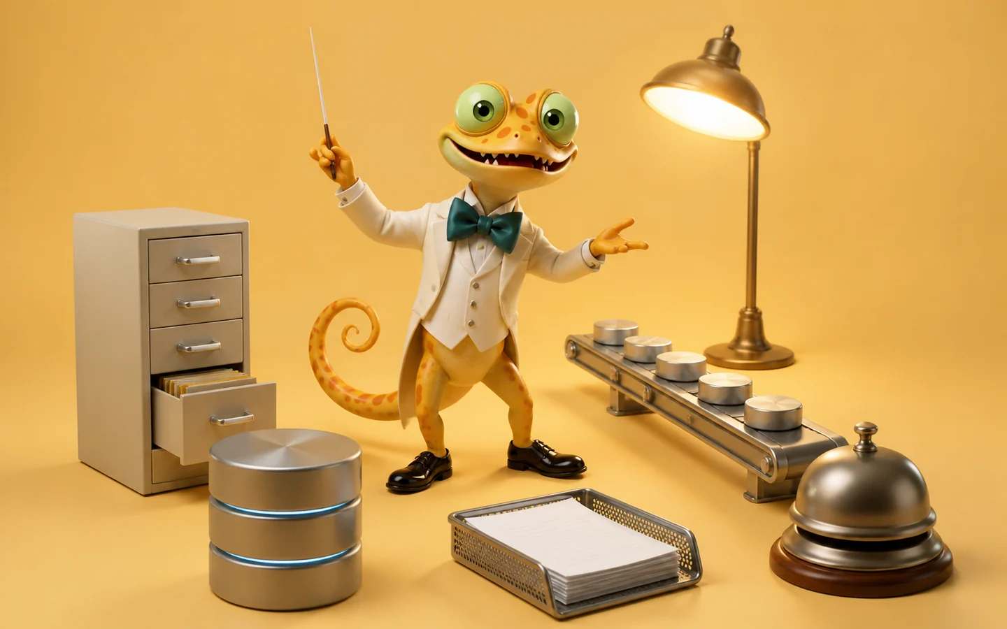 Gecko als Dirigent bringt Wissen, Daten, Aufgaben und Freigaben in Einklang