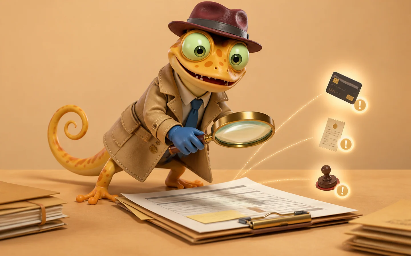 Gecko als Detektiv untersucht Ausnahmen in einer Eingangsrechnung
