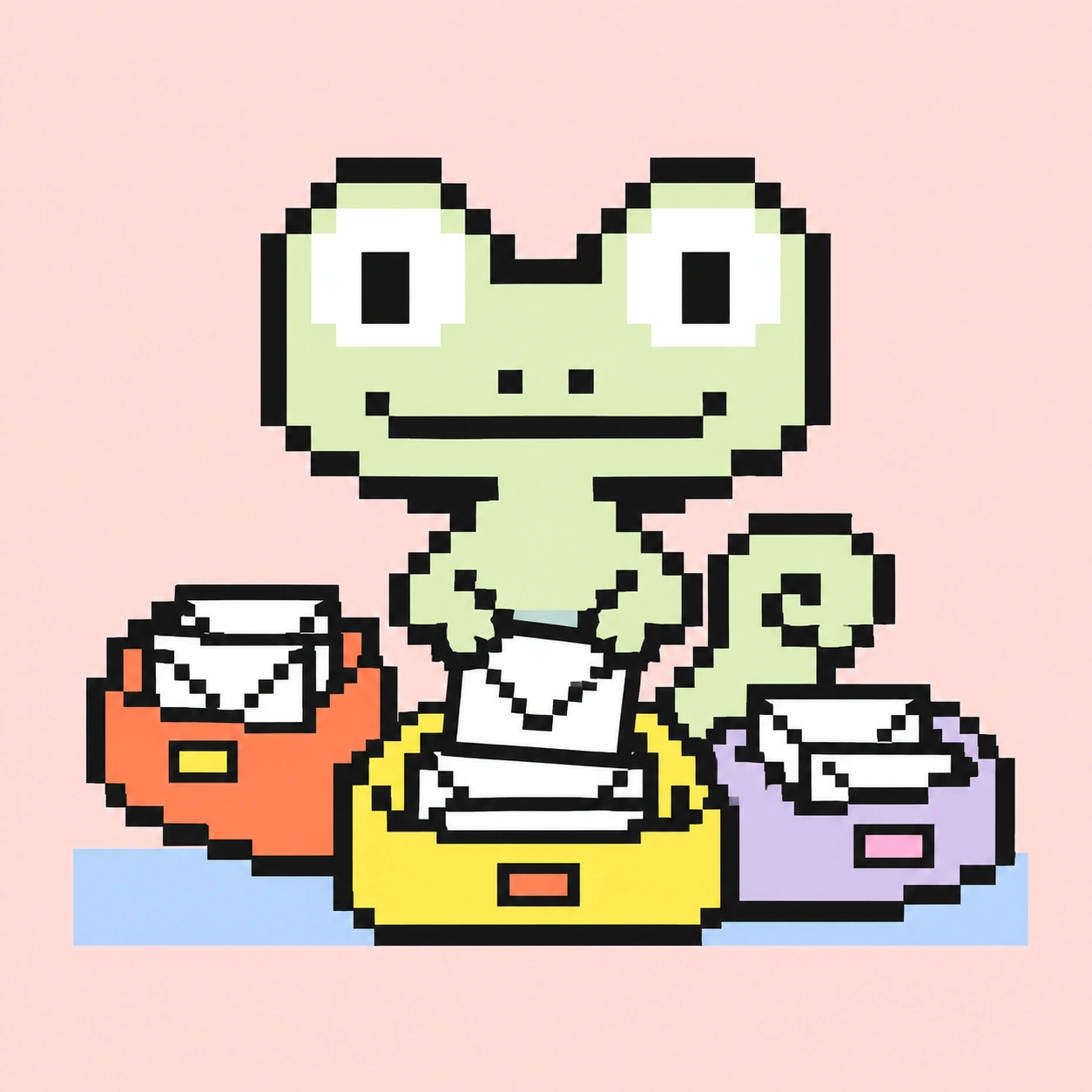Pixel-Maskottchen verteilt eingehende Anfragen auf drei Ablagen