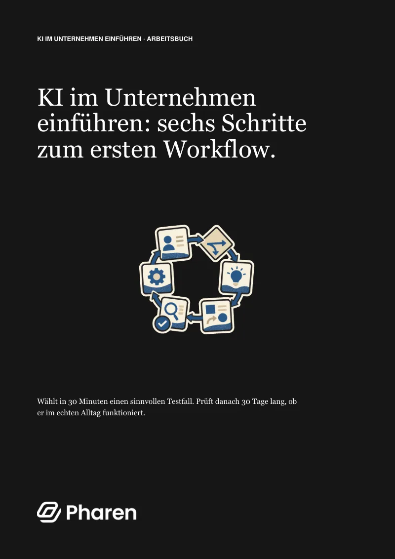 Titelseite des Arbeitsbuchs: Wie aus einer Aufgabe ein guter KI-Workflow wird